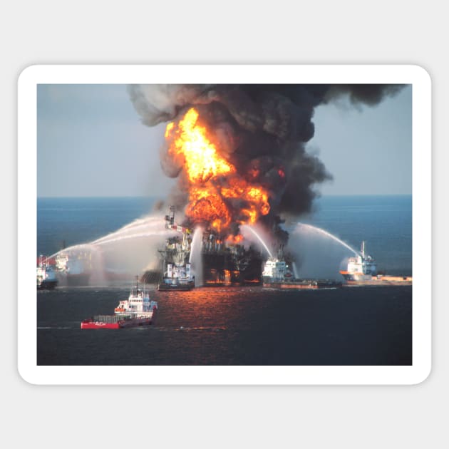 Deepwater Horizon oil rig fire (C006/4096) Sticker by SciencePhoto